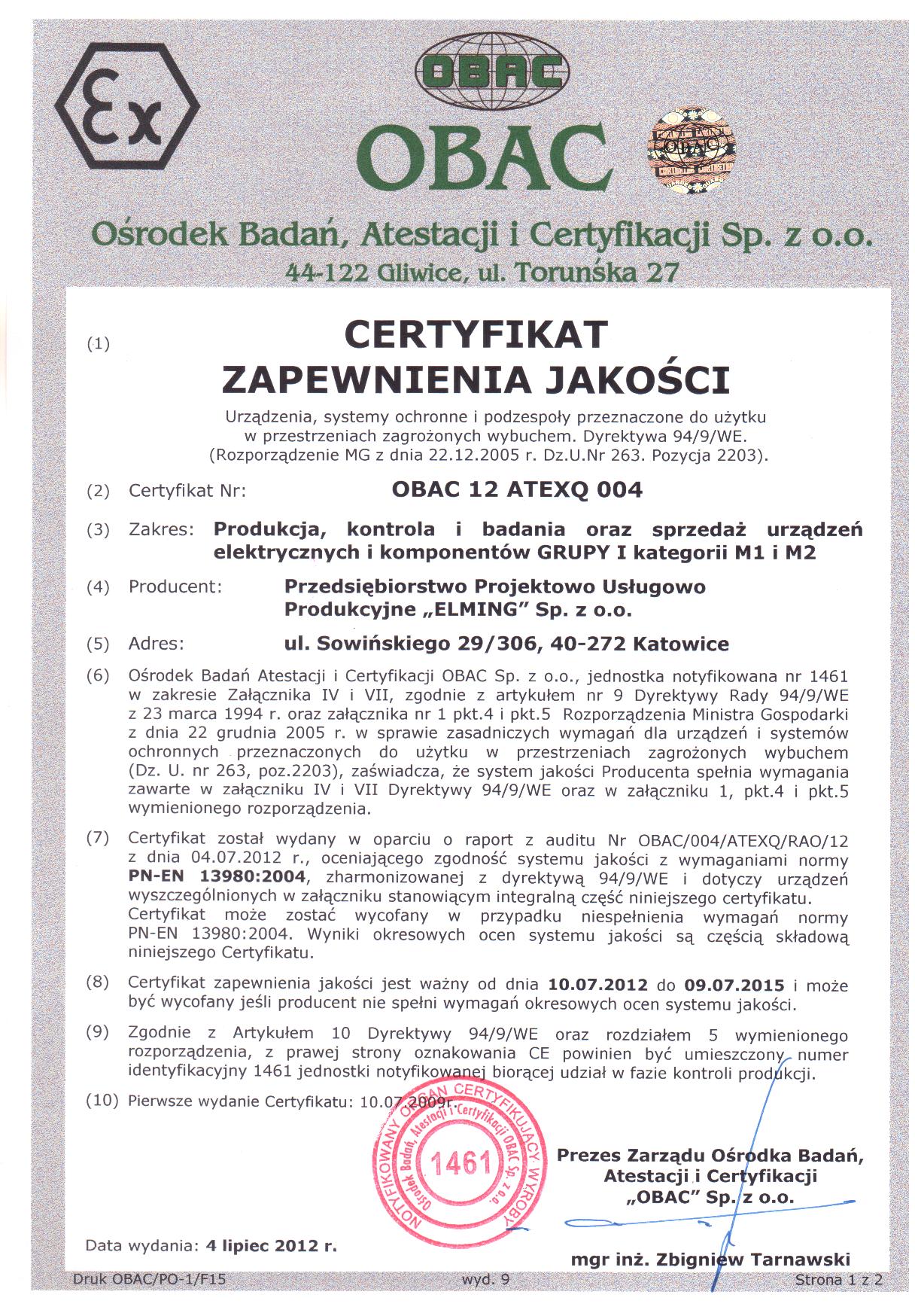 certyfikat ISO 13980